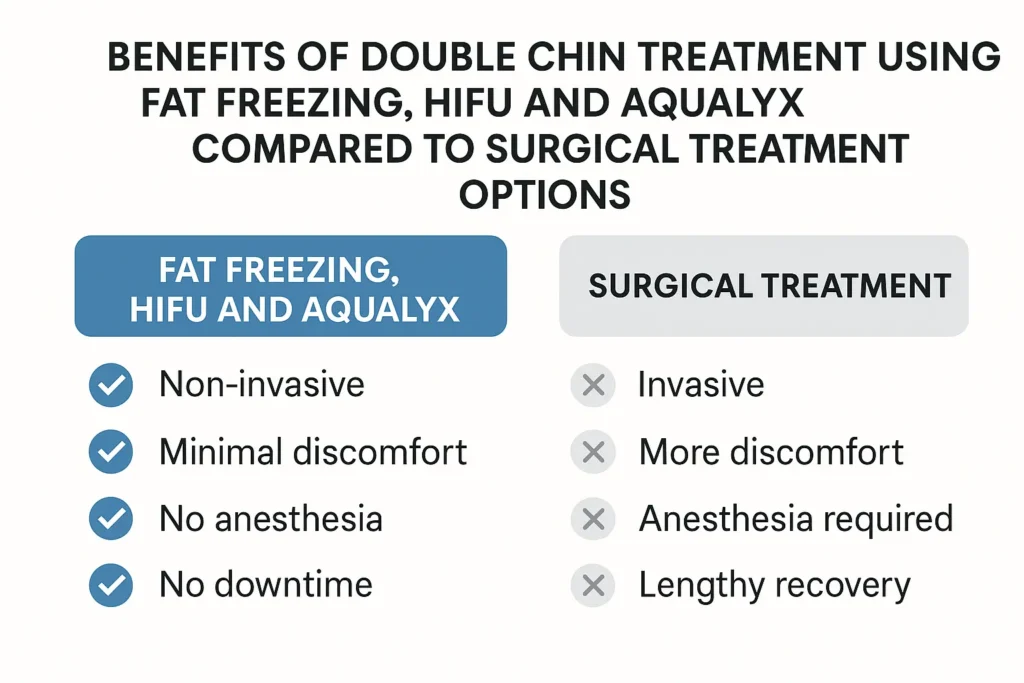 Graphic about the benefits of double chin treatment South Yorkshire - from LA LIPO