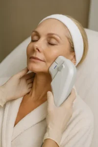 Woman receiving HIFU non surgical facelift treatment South Yorkshire
