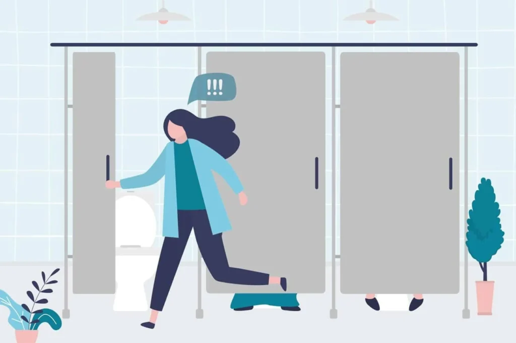graphic of Urine incontinence South Yorkshire woman running to the toilet.